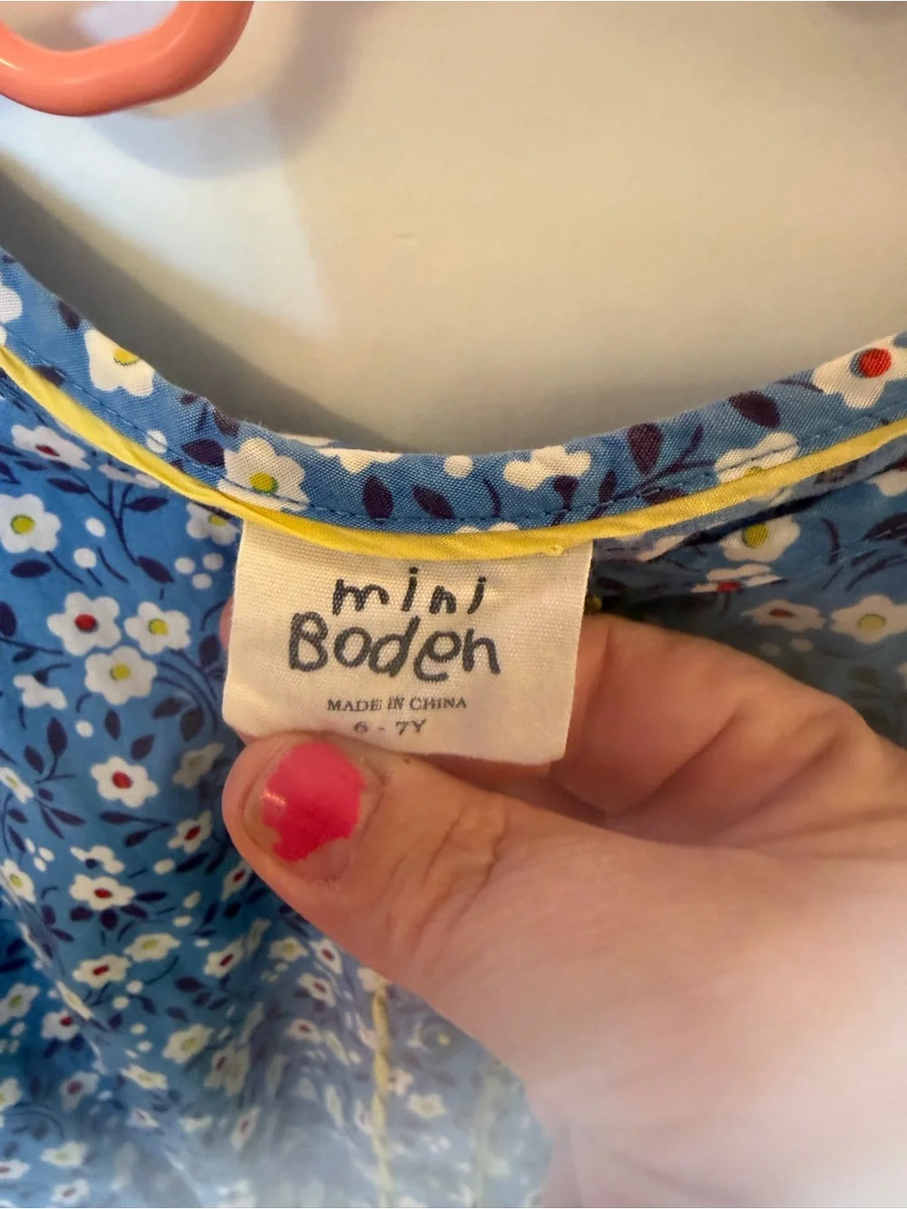 Boden Blue Floral Romper with Yellow Accents